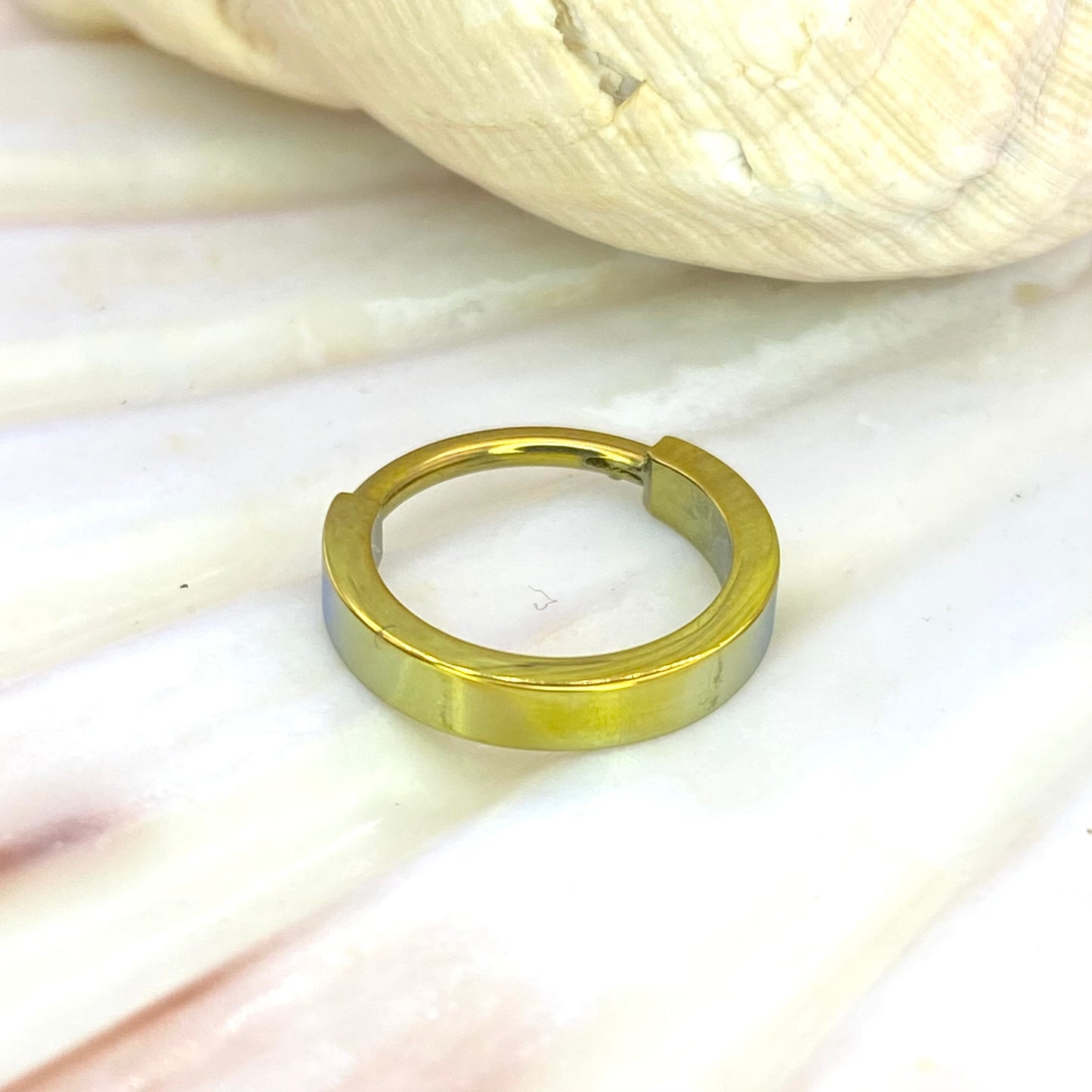 GOLD Colour Anodized 2mm Wide Band Hoop, Implant Grade Titanium Clicker Hoop, Lobe Earring, Helix Hoop, Septum Ring