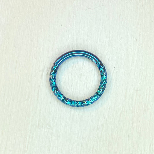 GREEN Anodized Twisted Rope Style Medical Grade ASTM F-136 Titanium Hinged Ring Clicker Hoop Helix Cartilage Lobe Septum Hoop size:1.2x8mm