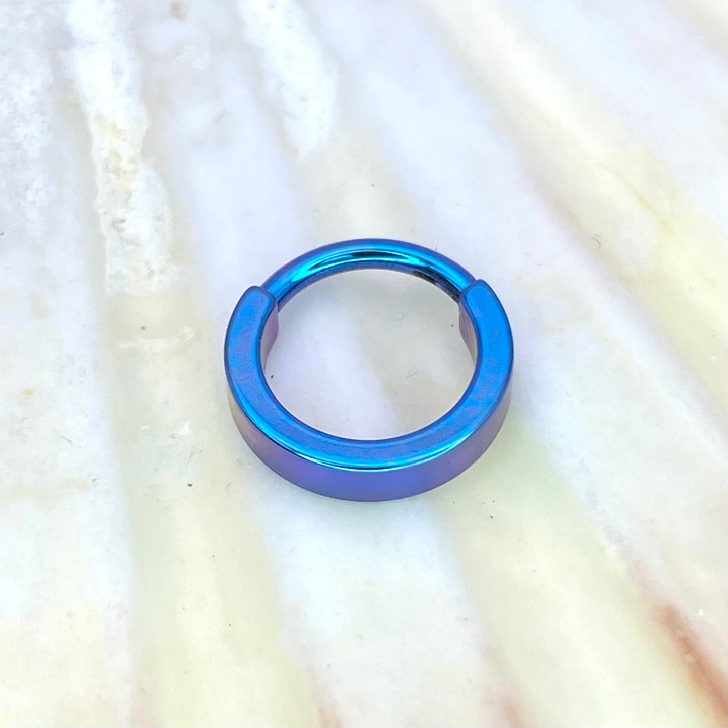 TEAL Colour Anodized 2mm Wide Band Hoop, Implant Grade Titanium Clicker Hoop, Lobe Earring, Helix Hoop, Septum Ring