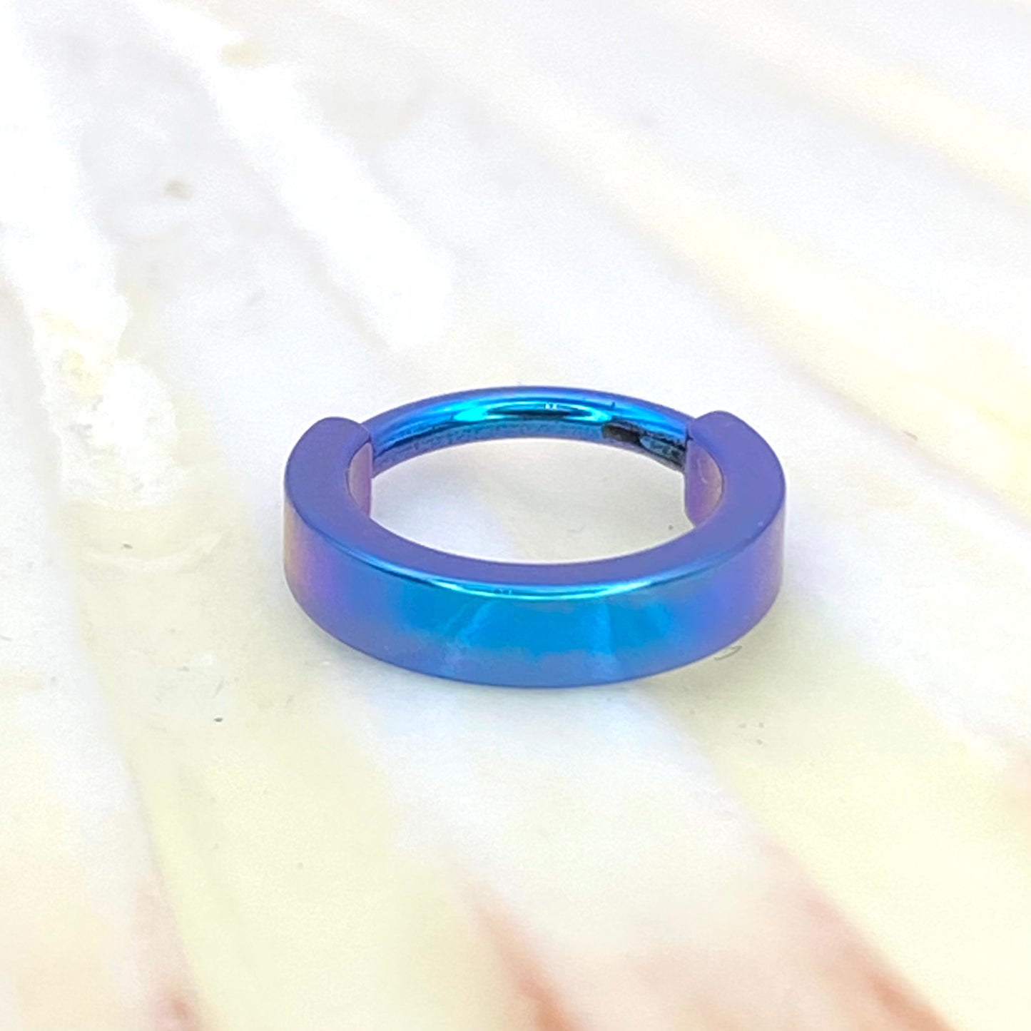 TEAL Colour Anodized 2mm Wide Band Hoop, Implant Grade Titanium Clicker Hoop, Lobe Earring, Helix Hoop, Septum Ring