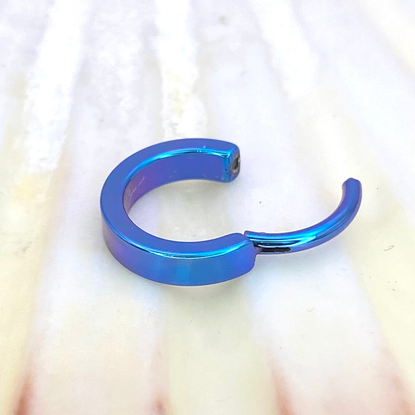 TEAL Colour Anodized 2mm Wide Band Hoop, Implant Grade Titanium Clicker Hoop, Lobe Earring, Helix Hoop, Septum Ring