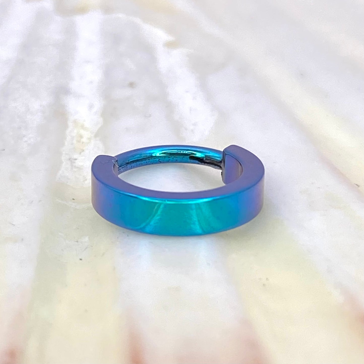 GREEN Colour Anodized 2mm Wide Band Hoop, Implant Grade Titanium Clicker Hoop, Lobe Earring, Helix Hoop, Septum Ring