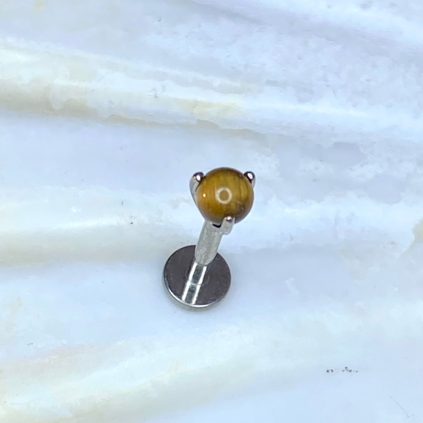 TIGER EYE Ball Top Medical grade Internal thread ASTM:F-136 titanium Labret, 1.2x6/8mm lobe helix cartilage tragus piercing jewellery