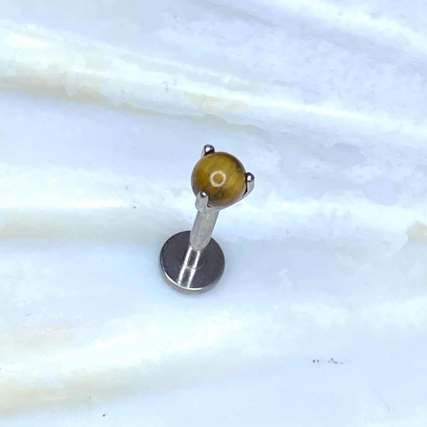 TIGER EYE Ball Top Medical grade Internal thread ASTM:F-136 titanium Labret, 1.2x6/8mm lobe helix cartilage tragus piercing jewellery