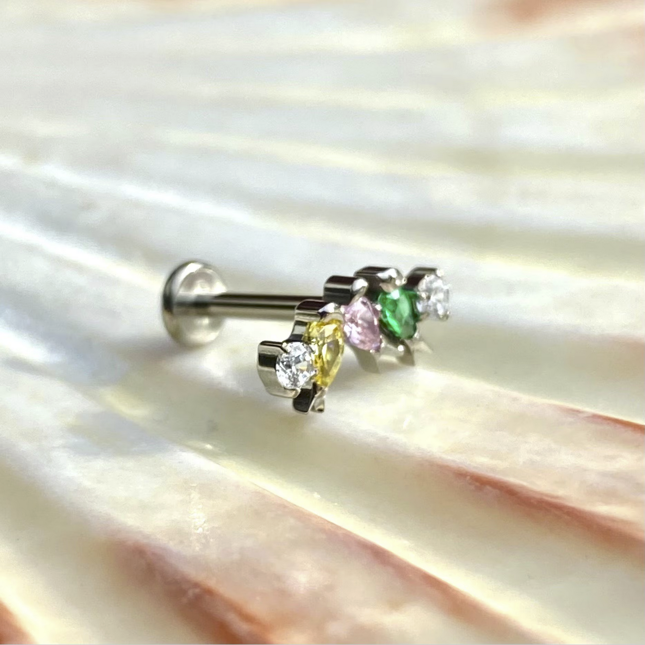 THREE BIRDS Top Internal Thread Medical grade titanium ASTM F136 Labret Stud Lobe Helix Flat Piercing Jewellery size: 1.2 x 8mm