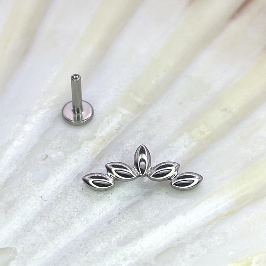 Marquise Fan Top Medical grade ASTM:F-136 titanium labret internal thread conch helix cartilage jewellery 1.2 x 6/8/10mm