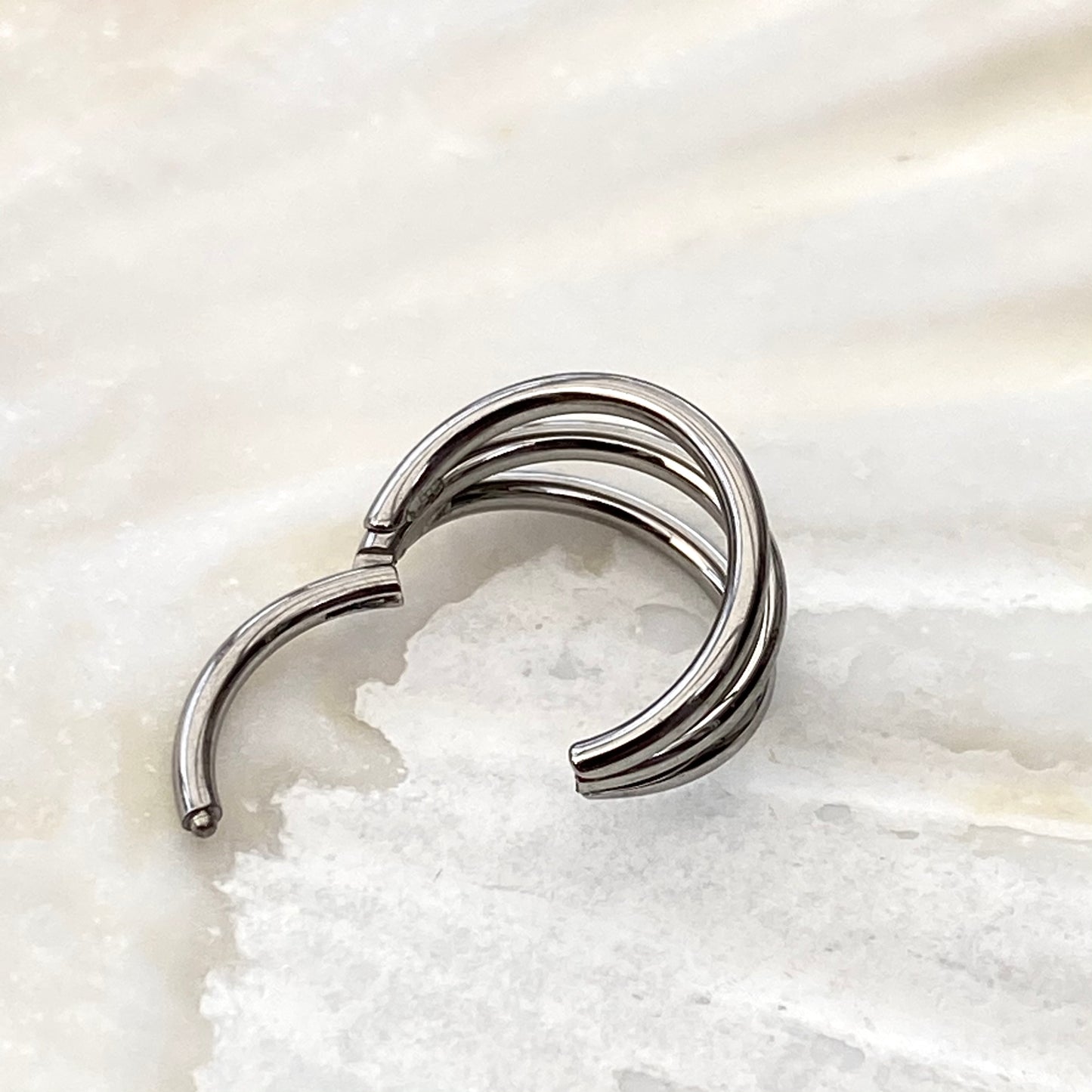 Medical Grade ASTM F-136 Titanium Triple Band Hinged Ring Clicker Hoop for Tragus Helix Cartilage Lobe Piercings size: 1.2 x 6/8/10/11/12 mm