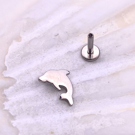 DOLPHIN Disc Top Internal Thread Medical grade titanium ASTM F136 Labret Stud Tragus Lobe Helix Flat Piercing Jewellery size:1.2 x 6/8/10mm