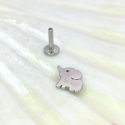 ELEPHANT Disc Top Internal Thread Medical grade titanium ASTM F136 Labret Stud Tragus Lobe Helix Flat Piercing Jewellery size:1.2 x 6/8/10mm