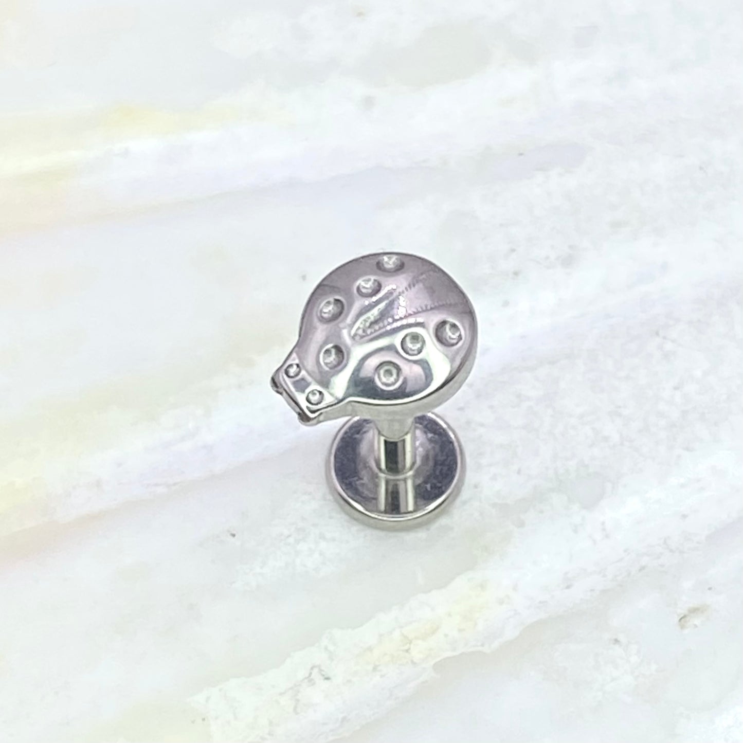 LADYBIRD Disc Top Internal Thread Medical grade titanium ASTM F136 Labret Stud Tragus Lobe Helix Flat Piercing Jewellery size:1.2 x 6/8/10mm