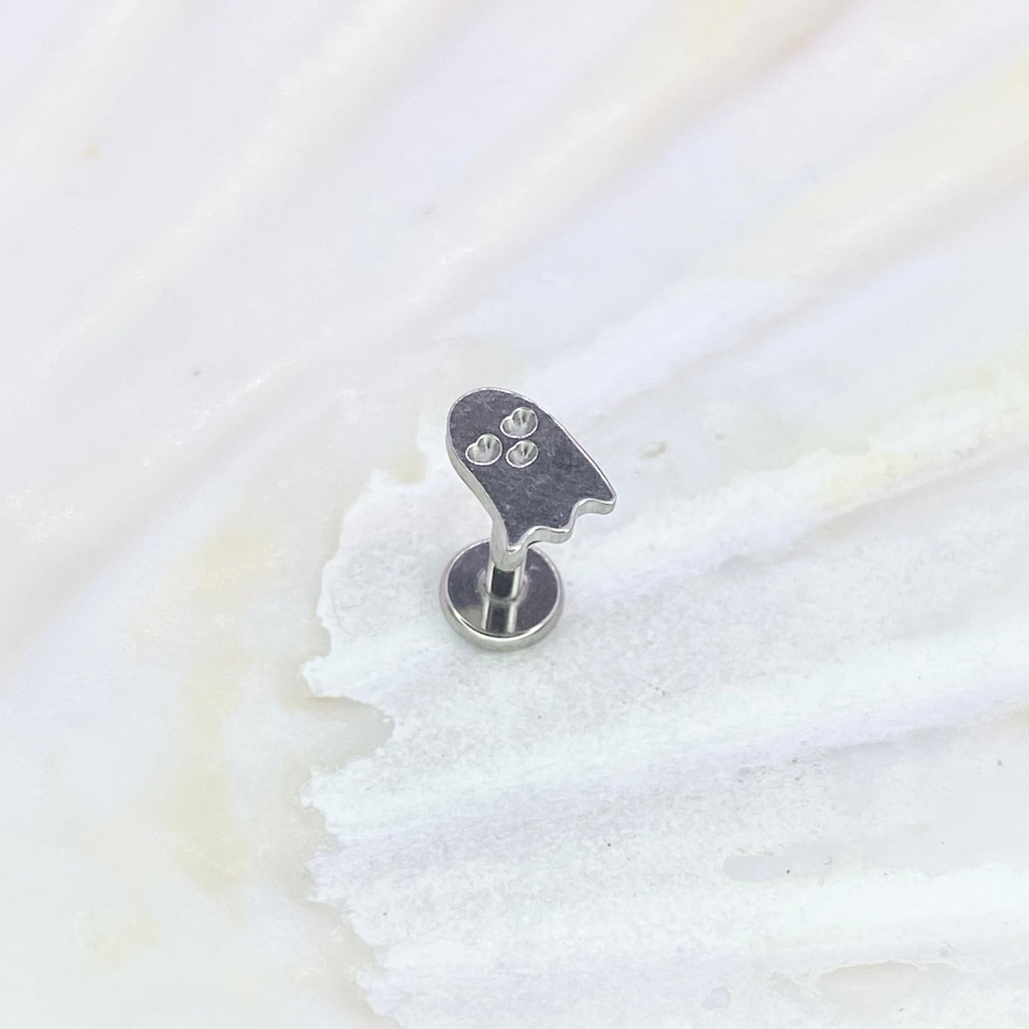 GHOST Disc Top Internal Thread Medical grade titanium ASTM F136 Labret Stud Tragus Lobe Helix Flat Piercing Jewellery size:1.2 x 6/8/10mm