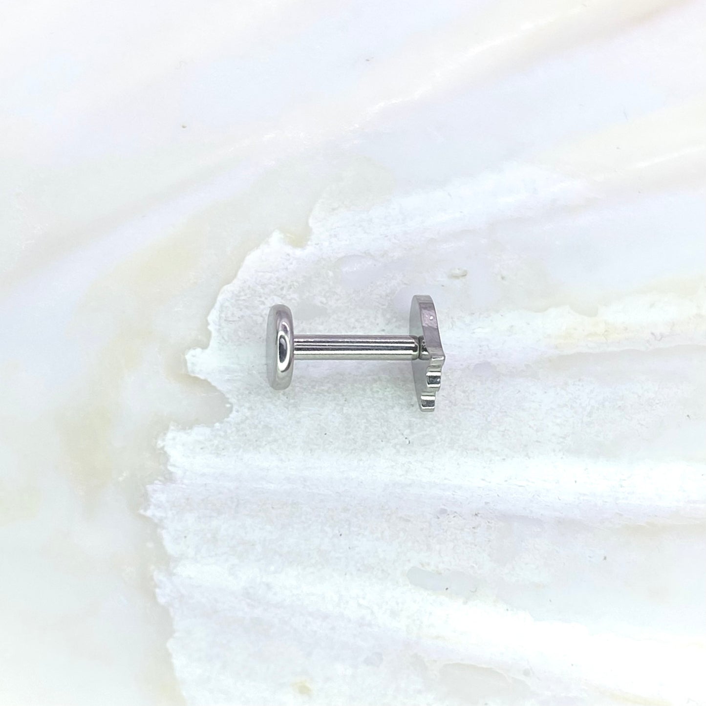 GHOST Disc Top Internal Thread Medical grade titanium ASTM F136 Labret Stud Tragus Lobe Helix Flat Piercing Jewellery size:1.2 x 6/8/10mm