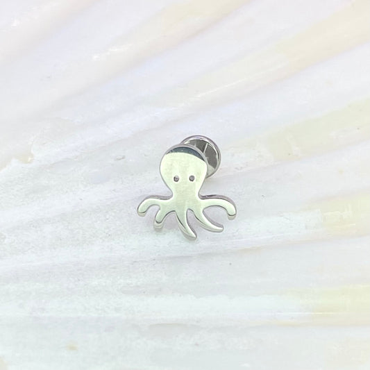 OCTOPUS Disc Top Internal Thread Medical grade ASTM F136 titanium Labret Stud Lobe Helix Flat Piercing Jewellery size:1.2 x 6/8/10mm