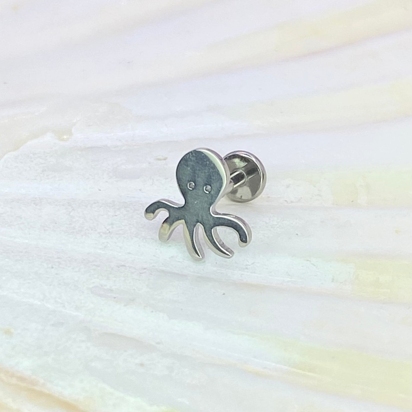 OCTOPUS Disc Top Internal Thread Medical grade ASTM F136 titanium Labret Stud Lobe Helix Flat Piercing Jewellery size:1.2 x 6/8/10mm