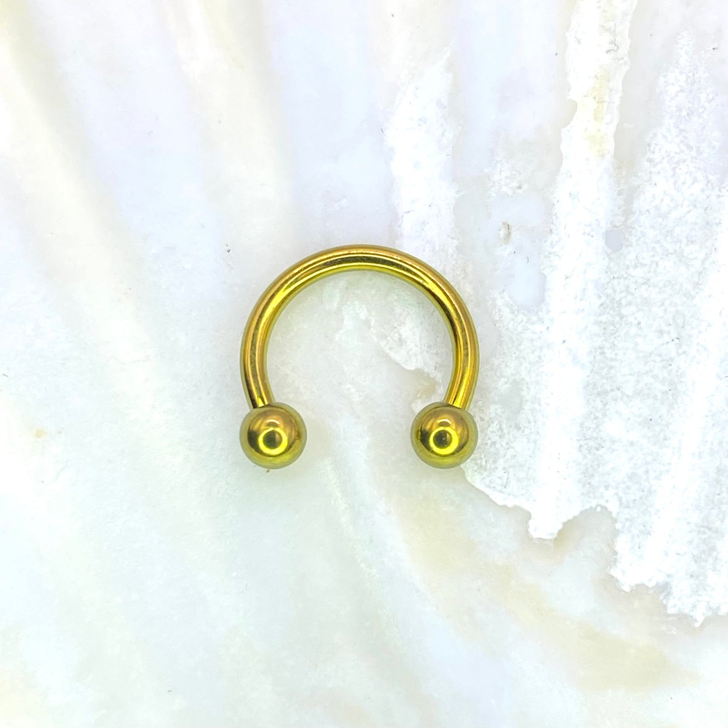 Anodized Gold Medical grade ASTM:F-136 titanium circular Barbell 1.2x8/10mm 3mm plain balls internal thread septum daith ear piercing jewellery