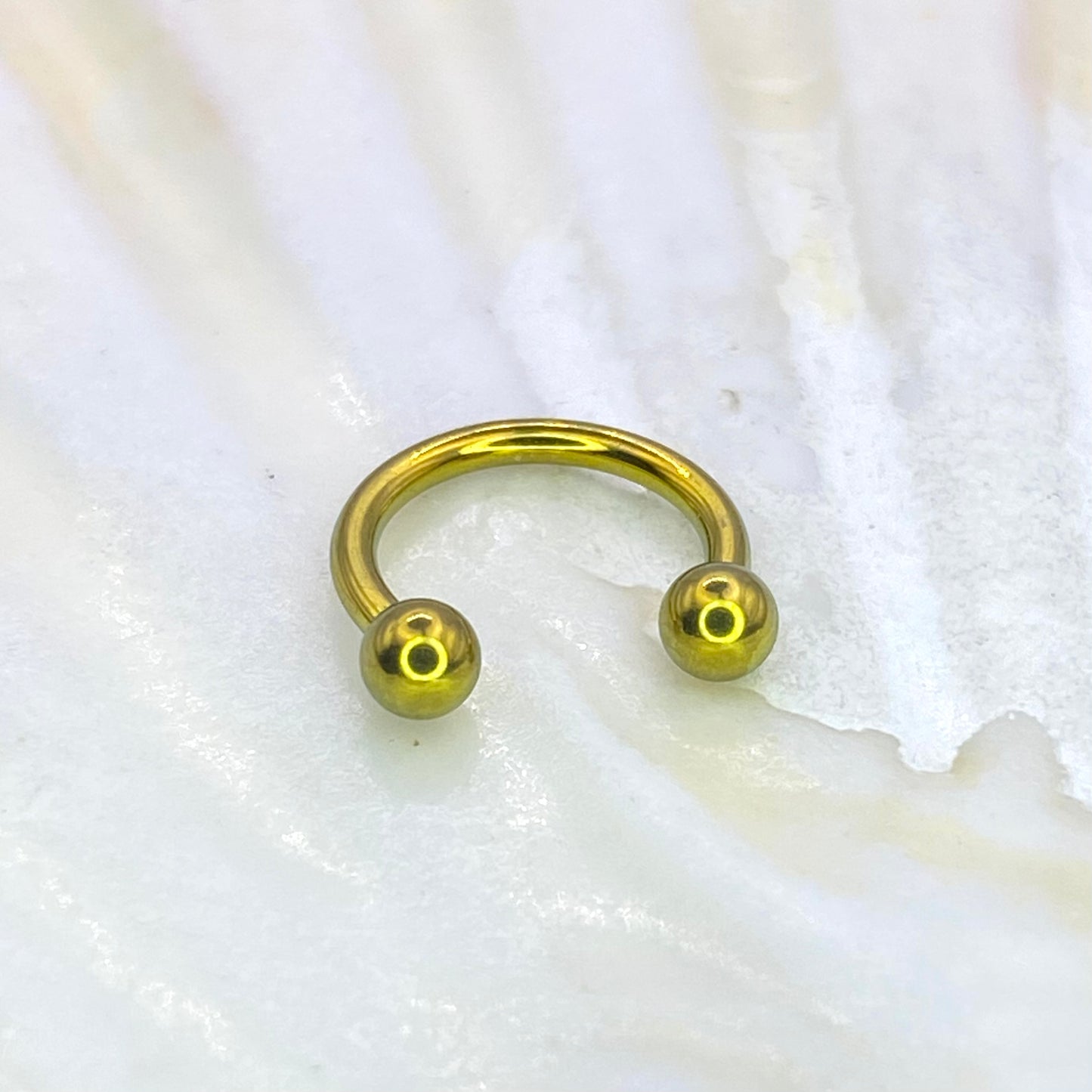 Anodized Gold Medical grade ASTM:F-136 titanium circular Barbell 1.2x8/10mm 3mm plain balls internal thread septum daith ear piercing jewellery