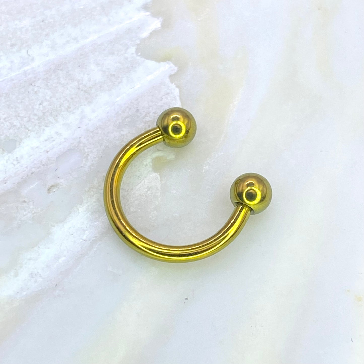 Anodized Gold Medical grade ASTM:F-136 titanium circular Barbell 1.2x8/10mm 3mm plain balls internal thread septum daith ear piercing jewellery