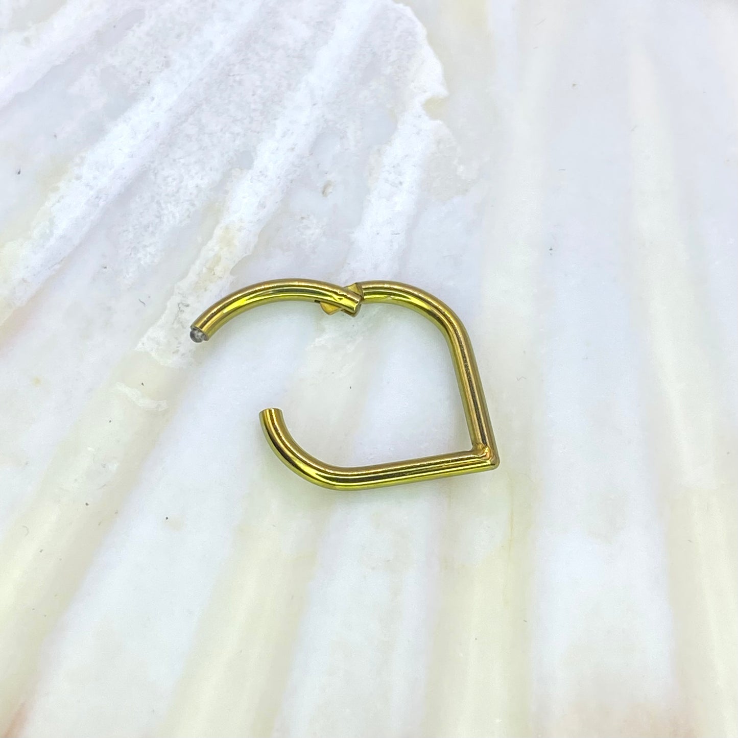 GOLD Anodized TEARDROP Shape Medical Grade Titanium Hinged Clicker Ring, Septum, Lobe, Daith Piercings size: 1.2 x 8/10 mm