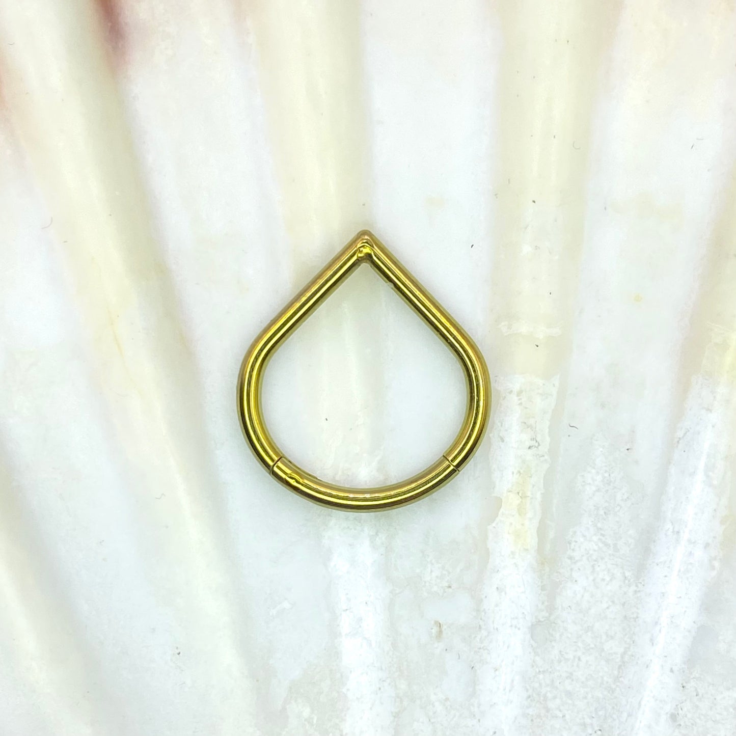 GOLD Anodized TEARDROP Shape Medical Grade Titanium Hinged Clicker Ring, Septum, Lobe, Daith Piercings size: 1.2 x 8/10 mm