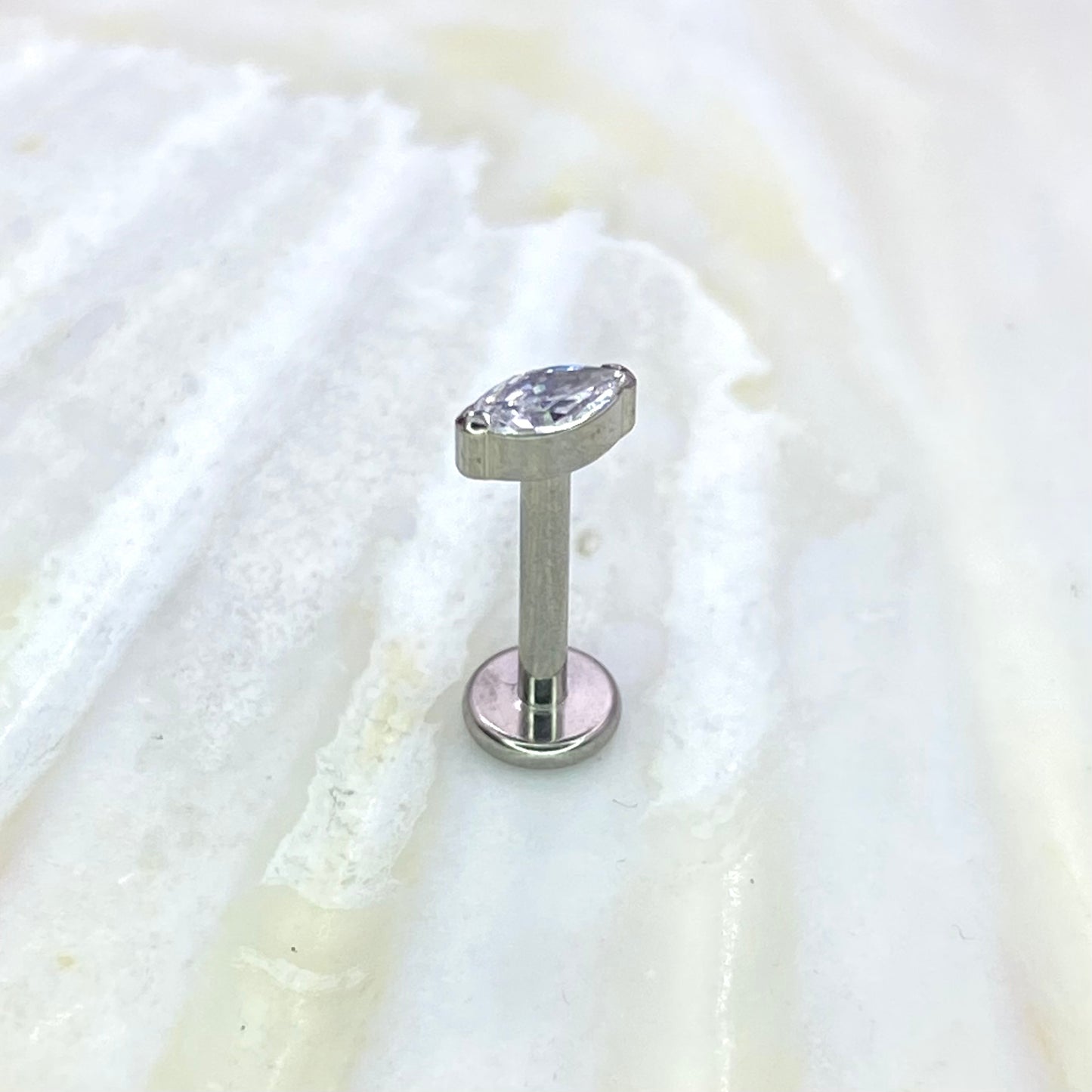 SINGLE Marquise Clear/Pink/Blue/Green Gem Top Medical Grade ASTM F136 Titanium Internal Thread Labret Ear Jewellery Helix Tragus Cartilage Earring 1.2x6/8mm