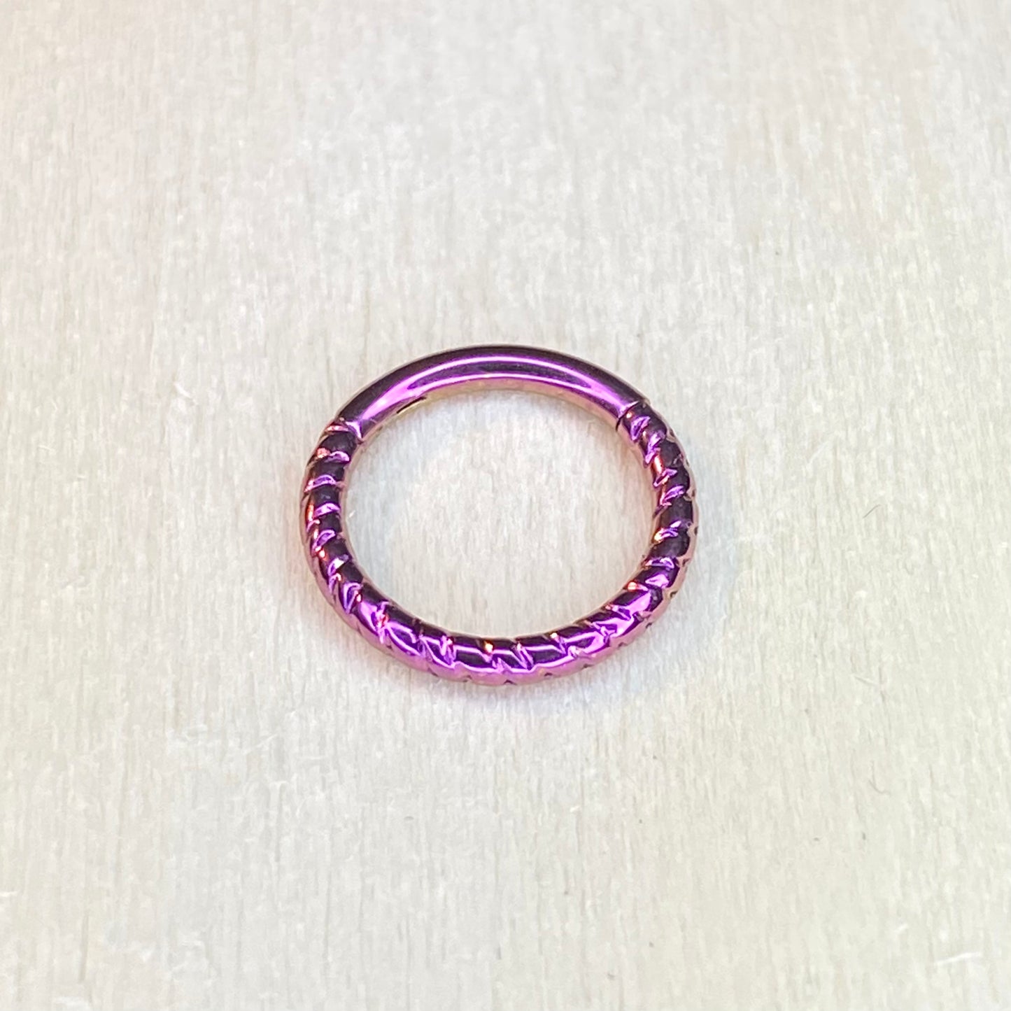 FUSCHIA Anodized Twisted Rope Style Medical Grade ASTM F-136 Titanium Hinged Ring Clicker Hoop Helix Cartilage Lobe Septum Hoop size:1.2x8mm