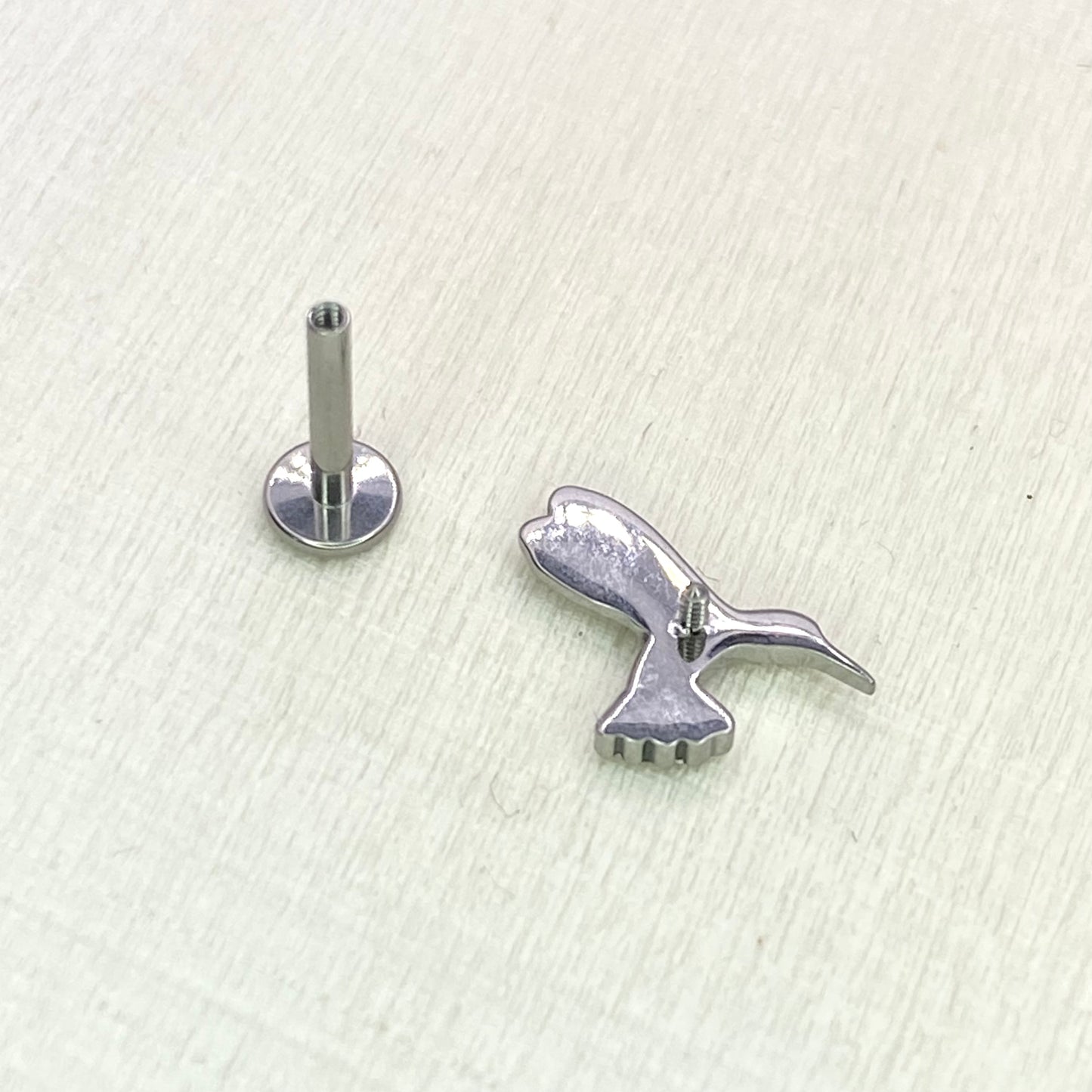 Detailed HUMMINGBIRD Top Implant Grade ASTM:F-136 Titanium Labret 1.2x6/8/10mm Earring Internal Thread Cartilage Helix stud