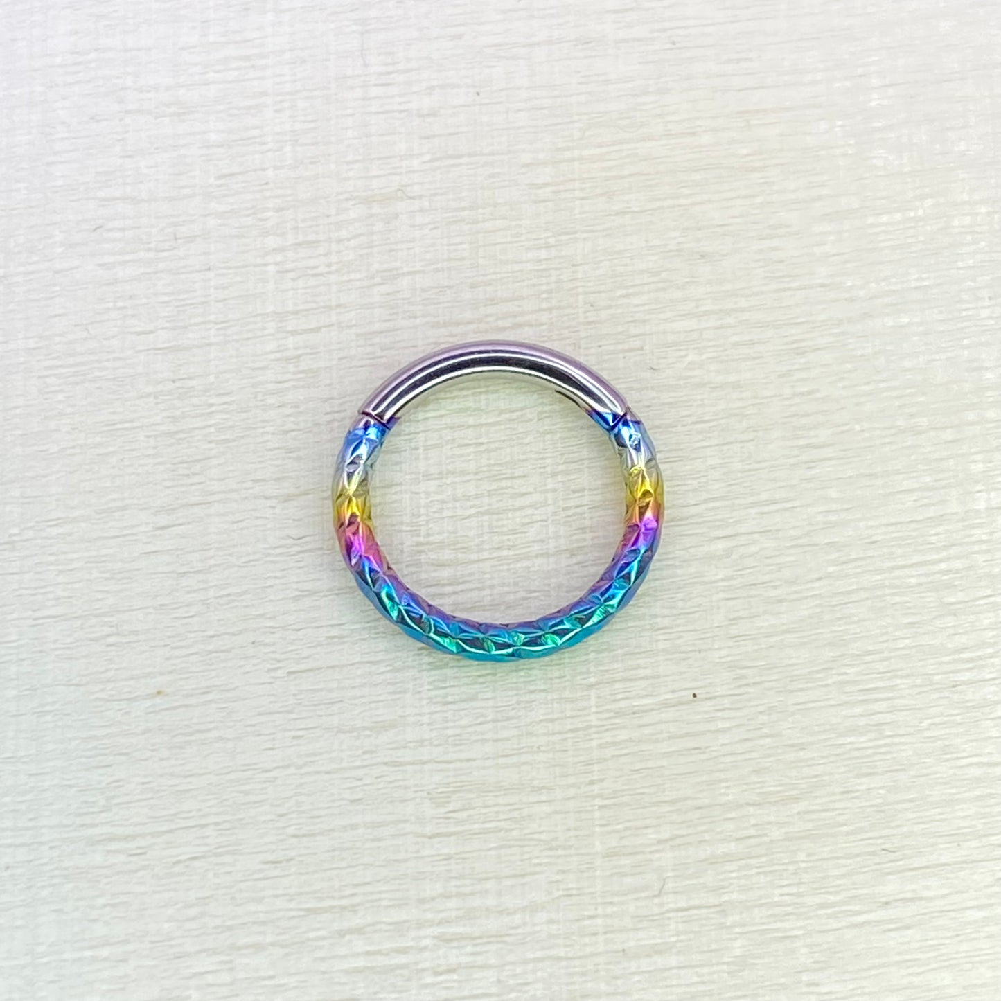 RAINBOW Anodized Twisted Rope Style Medical Grade ASTM F-136 Titanium Hinged Ring Clicker Hoop Helix Cartilage Lobe Septum Hoop size:1.2x8mm