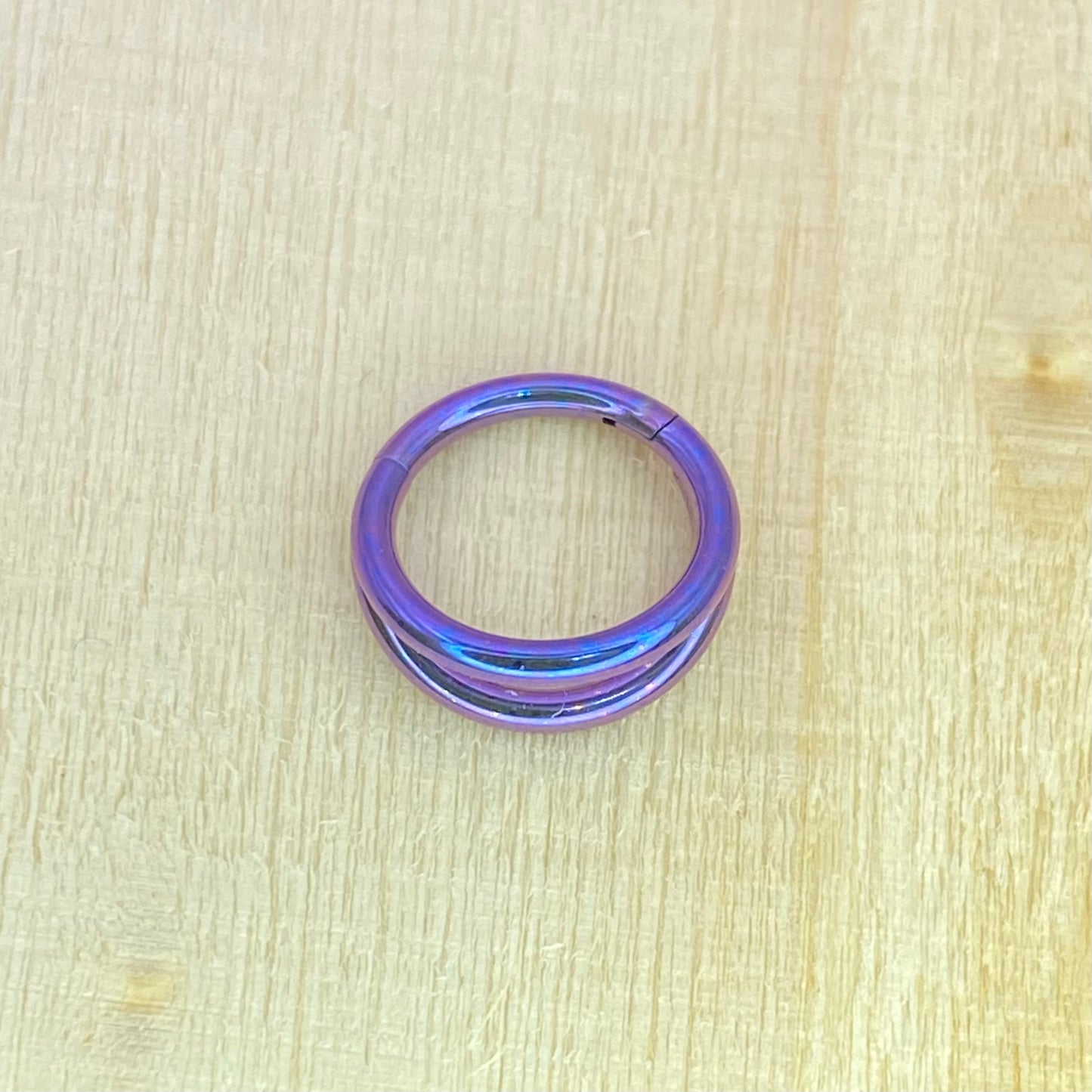 BLURPLE Anodized Medical Grade ASTM F-136 Titanium Double Band Hinged Ring Clicker Hoop Cartilage Lobe Piercing size: 1.2x6/8/10/12mm