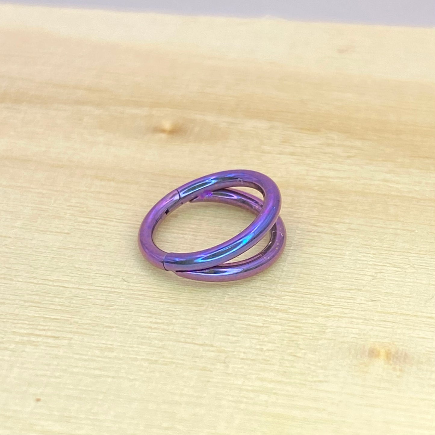 BLURPLE Anodized Medical Grade ASTM F-136 Titanium Double Band Hinged Ring Clicker Hoop Cartilage Lobe Piercing size: 1.2x6/8/10/12mm