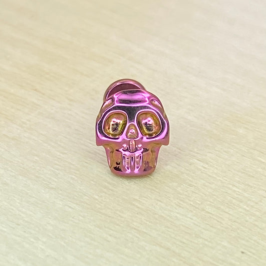 PINK Anodized Skull Disc Top ASTM F-136 Medical Grade Titanium Labret 1.2x8mm Internal Thread Conch Helix Tragus Lobe Earring (Copy)