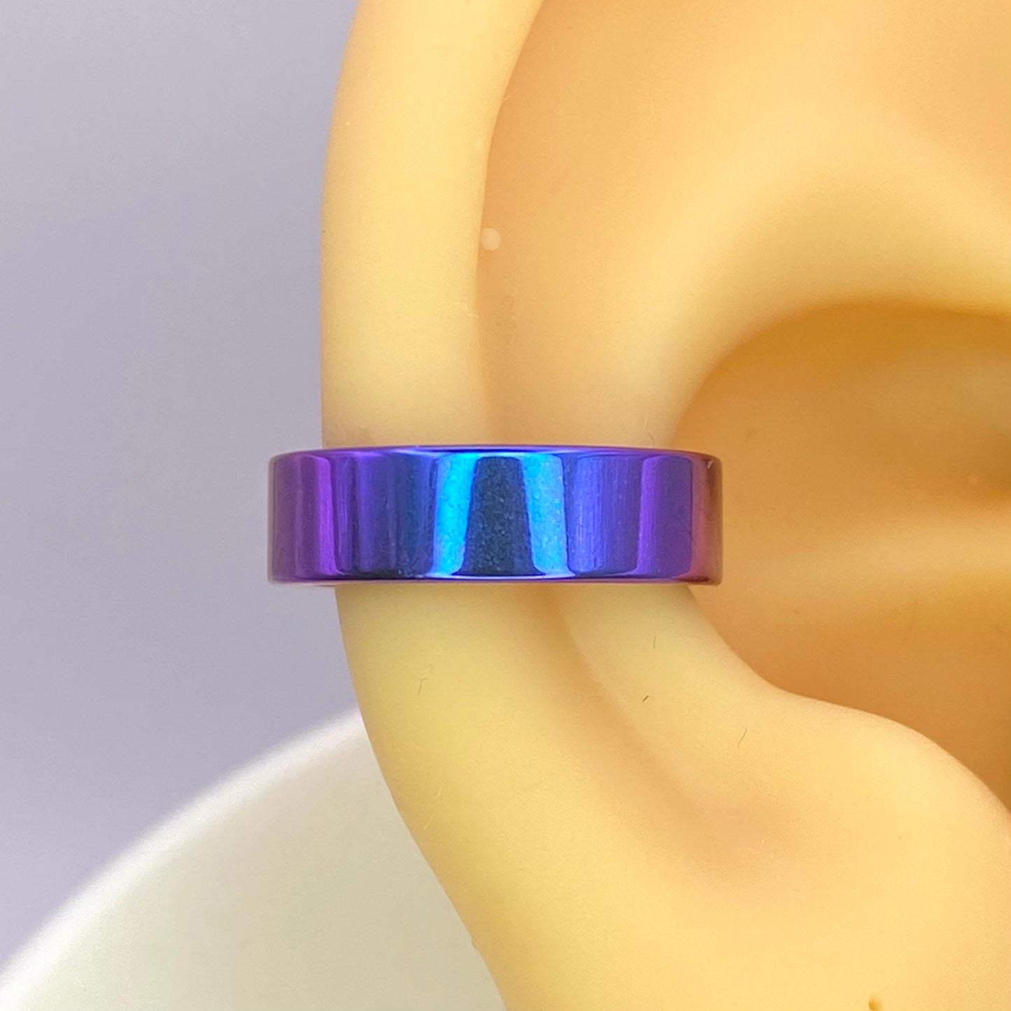 BLURPLE Colour Anodized 4mm or 2mm Wide Band Hoop, Implant Grade Titanium Clicker Hoop,  Lobe Earring, Helix Hoop, Conch Hoop