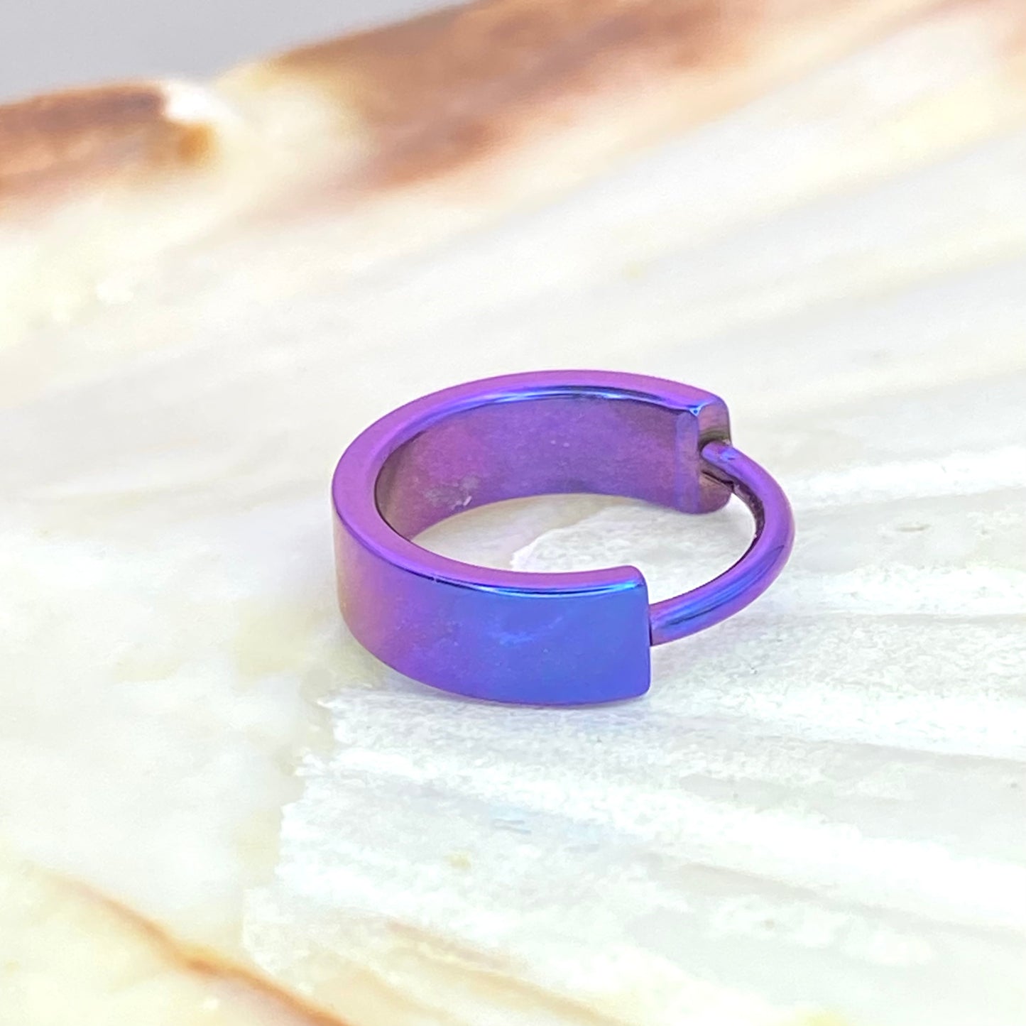 BLURPLE Colour Anodized 4mm or 2mm Wide Band Hoop, Implant Grade Titanium Clicker Hoop,  Lobe Earring, Helix Hoop, Conch Hoop