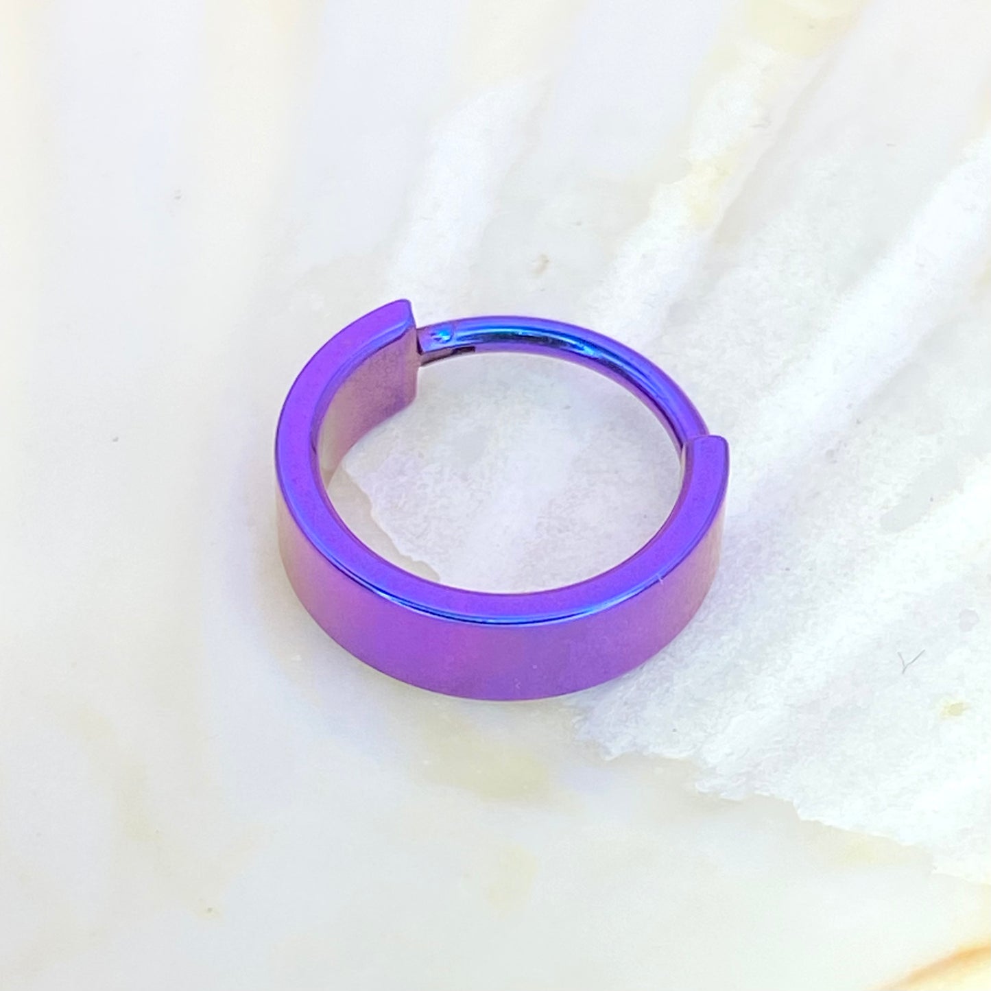 BLURPLE Colour Anodized 4mm or 2mm Wide Band Hoop, Implant Grade Titanium Clicker Hoop,  Lobe Earring, Helix Hoop, Conch Hoop