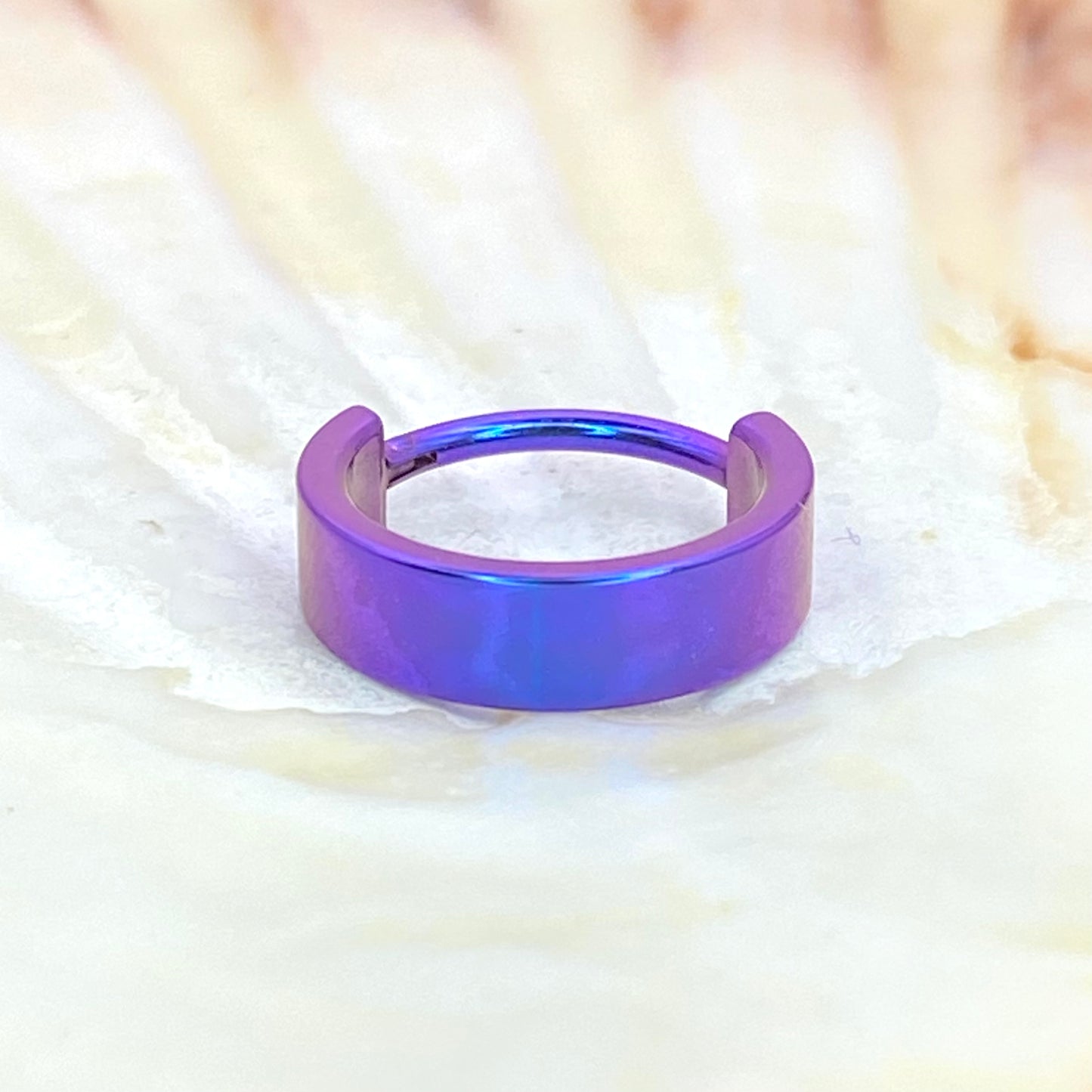 BLURPLE Colour Anodized 4mm or 2mm Wide Band Hoop, Implant Grade Titanium Clicker Hoop,  Lobe Earring, Helix Hoop, Conch Hoop