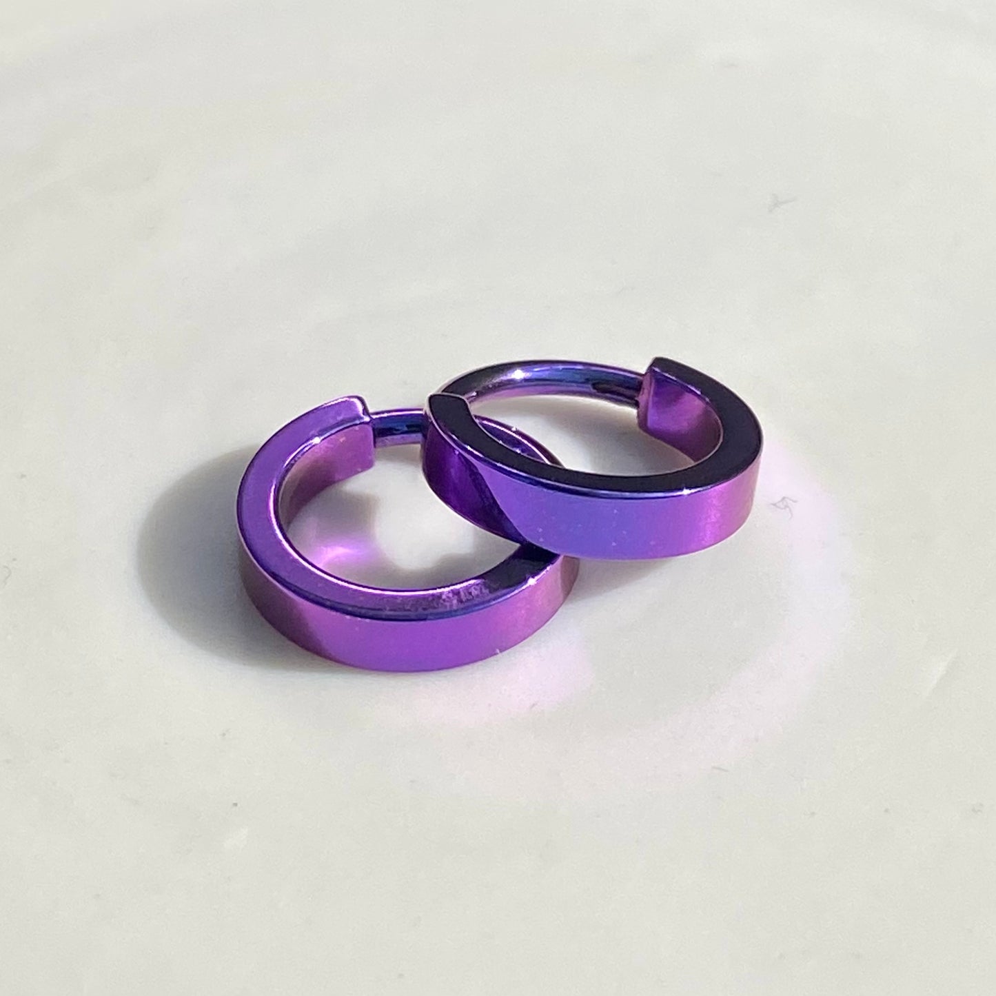 BLURPLE Colour Anodized 4mm or 2mm Wide Band Hoop, Implant Grade Titanium Clicker Hoop,  Lobe Earring, Helix Hoop, Conch Hoop