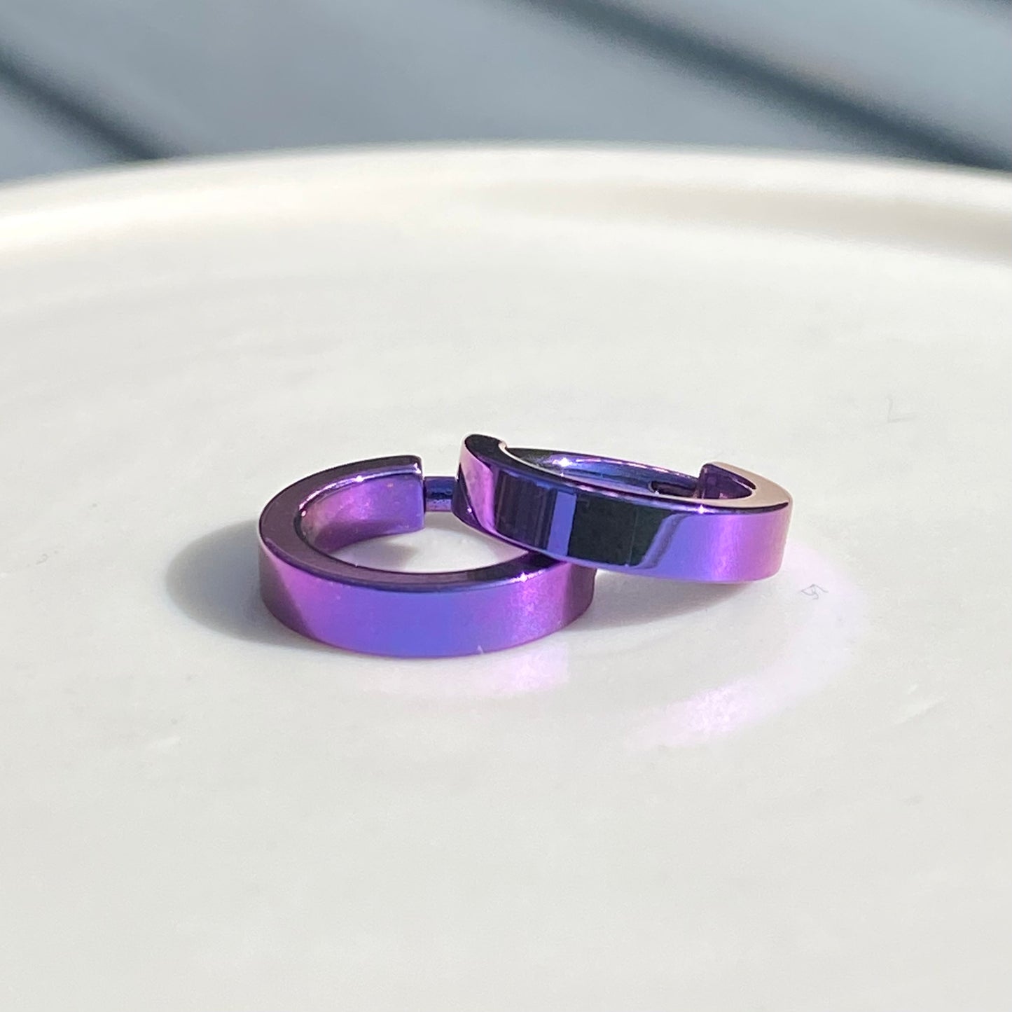 BLURPLE Colour Anodized 4mm or 2mm Wide Band Hoop, Implant Grade Titanium Clicker Hoop,  Lobe Earring, Helix Hoop, Conch Hoop