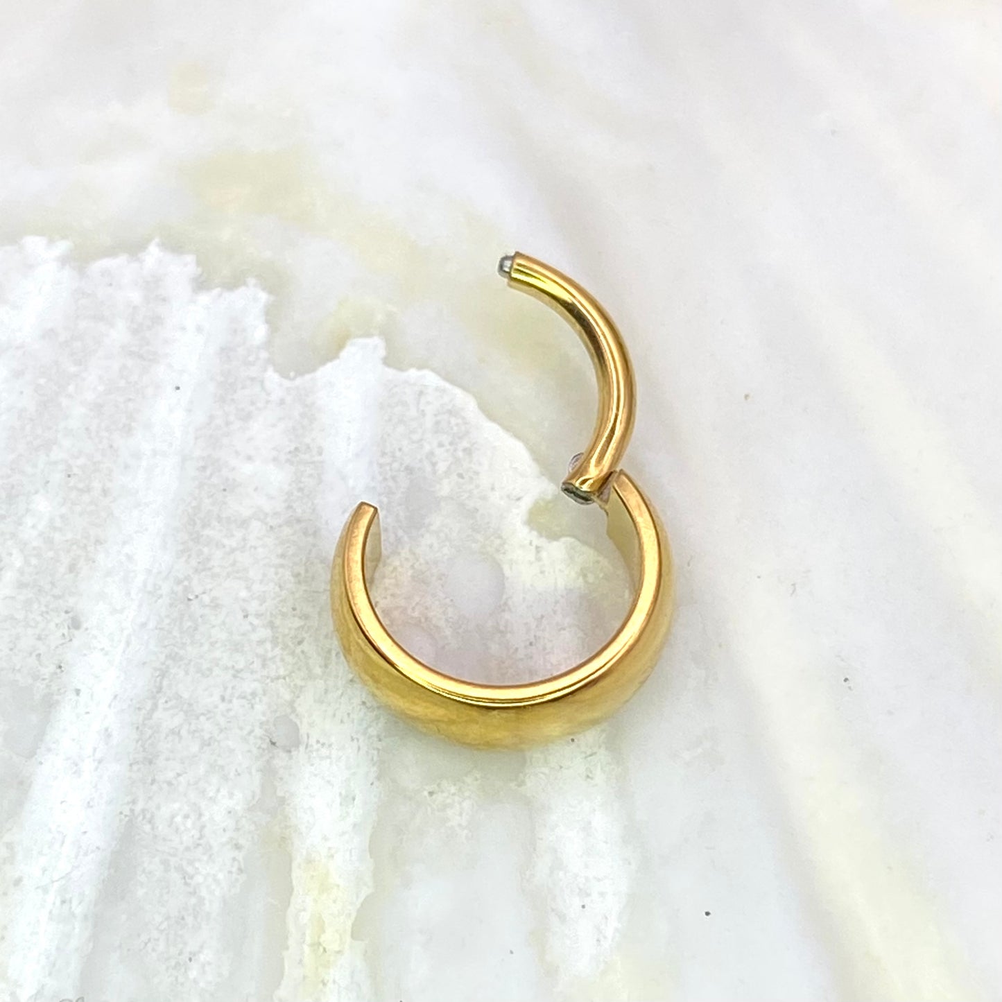 3mm Wide PVD Gold Smooth Curved Band Conch Hoop, Cartilage or Lobe Earring Implant Grade Titanium Clicker