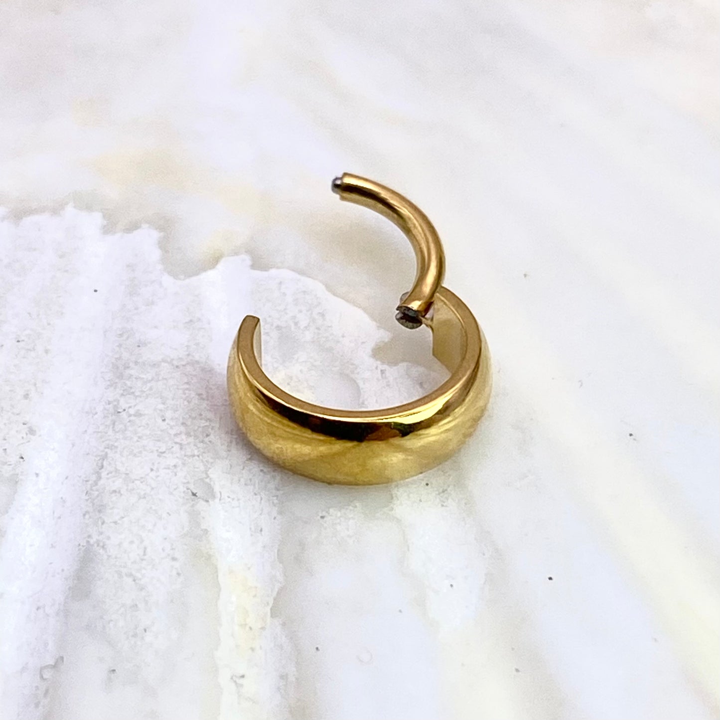 3mm Wide PVD Gold Smooth Curved Band Conch Hoop, Cartilage or Lobe Earring Implant Grade Titanium Clicker