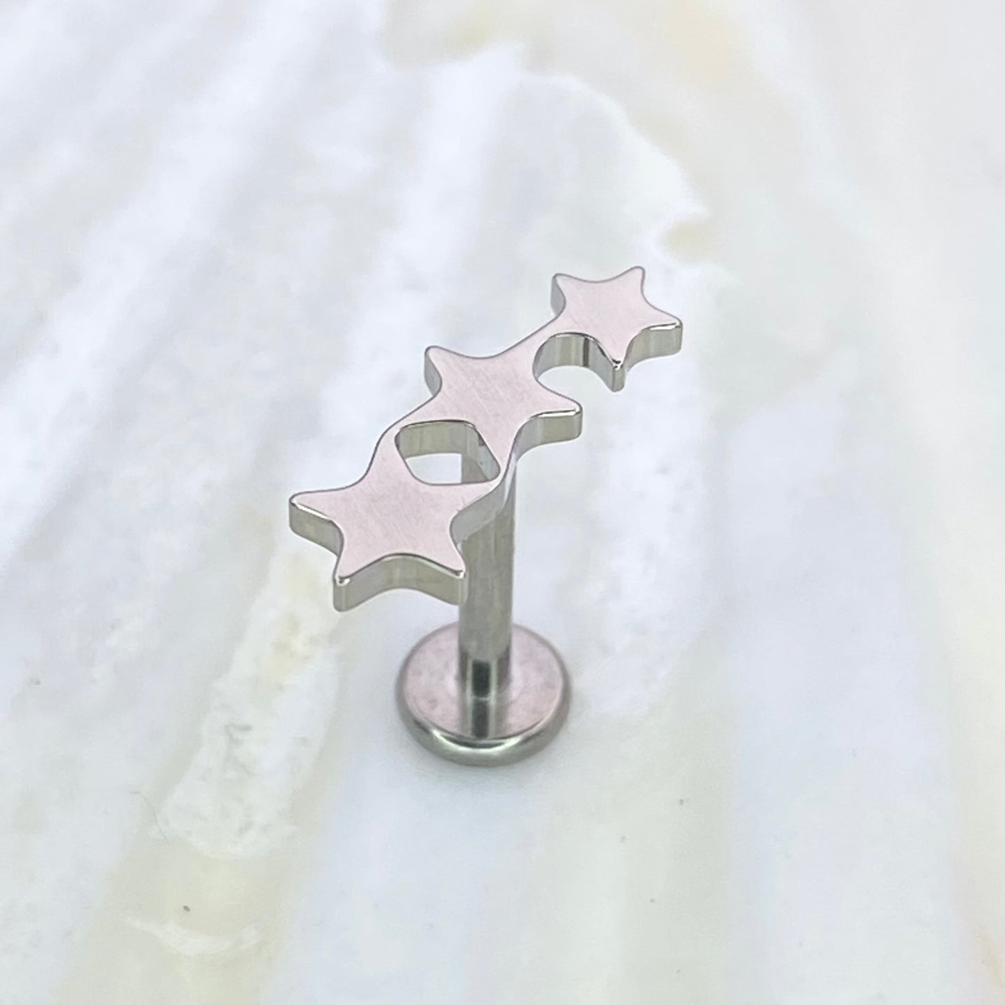 TRI - STAR Top Medical Grade ASTM F136 Titanium Internal Thread Labret Ear Jewellery Lobe, Cartilage, Tragus, Flat Piercing Earring