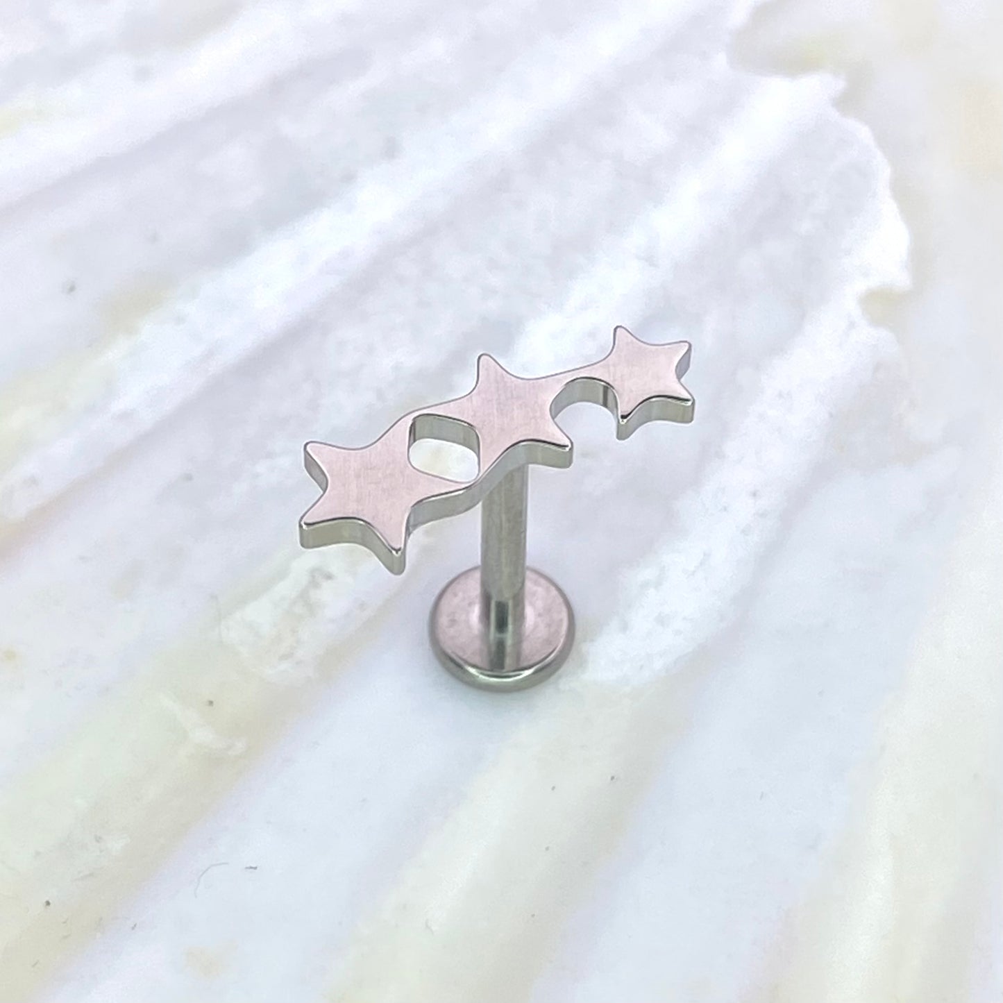 TRI - STAR Top Medical Grade ASTM F136 Titanium Internal Thread Labret Ear Jewellery Lobe, Cartilage, Tragus, Flat Piercing Earring