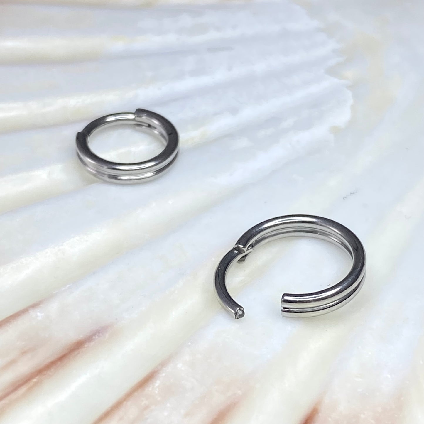 DOUBLE Band Implant Grade Titanium Hoop Clicker Earring Lobe and Cartilage Ring