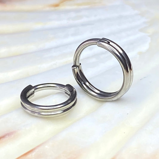 DOUBLE Band Implant Grade Titanium Hoop Clicker Earring Lobe and Cartilage Ring