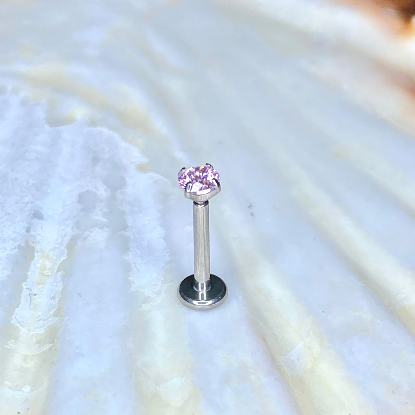 PINK Crystal Claw Set Gem Top Medical Grade ASTM F136 Titanium Internal Thread Labret Ear Jewellery Helix, Tragus, Cartilage, Lobe Earring