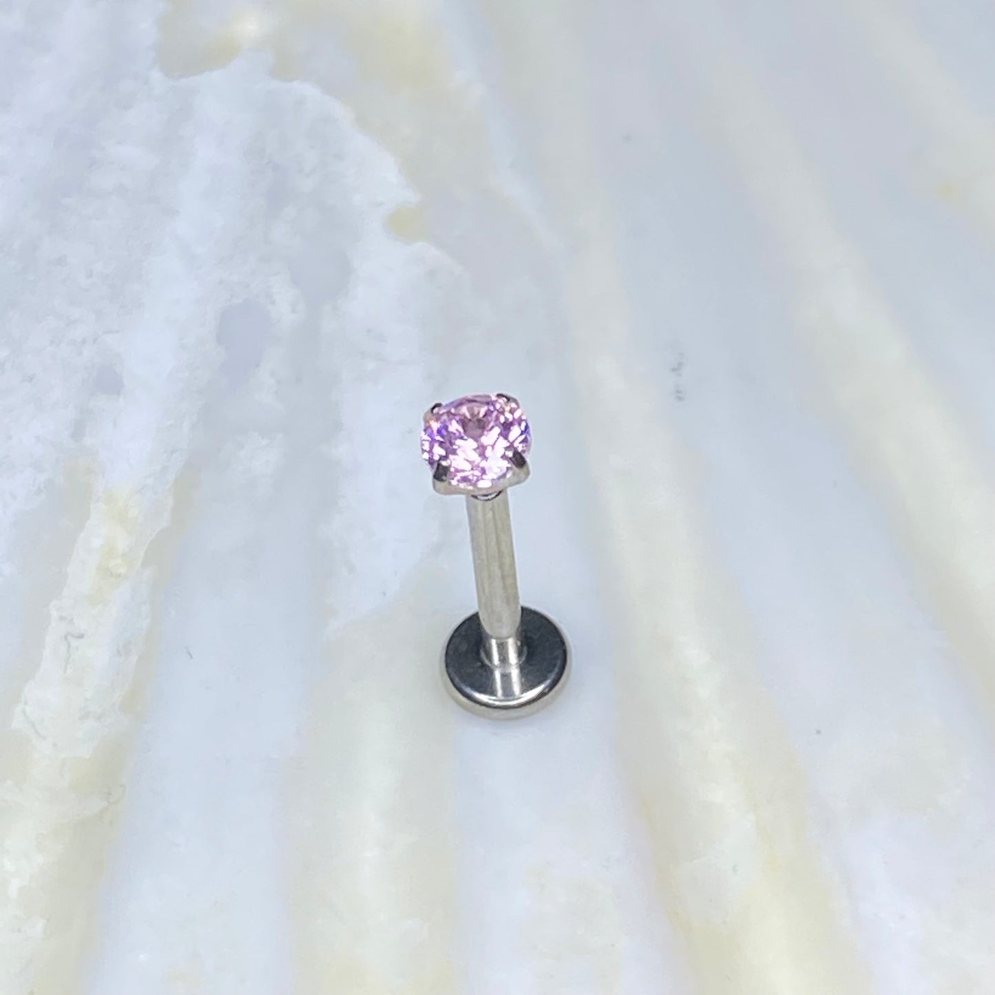 PINK Crystal Claw Set Gem Top Medical Grade ASTM F136 Titanium Internal Thread Labret Ear Jewellery Helix, Tragus, Cartilage, Lobe Earring