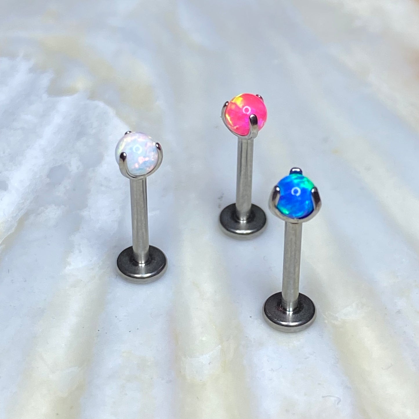 OPAL Claw Set Gem Ball Top Medical grade Internal thread ASTM:F-136 titanium Labret,  1.2x6/8/10mm lobe helix cartilage tragus piercing jewellery