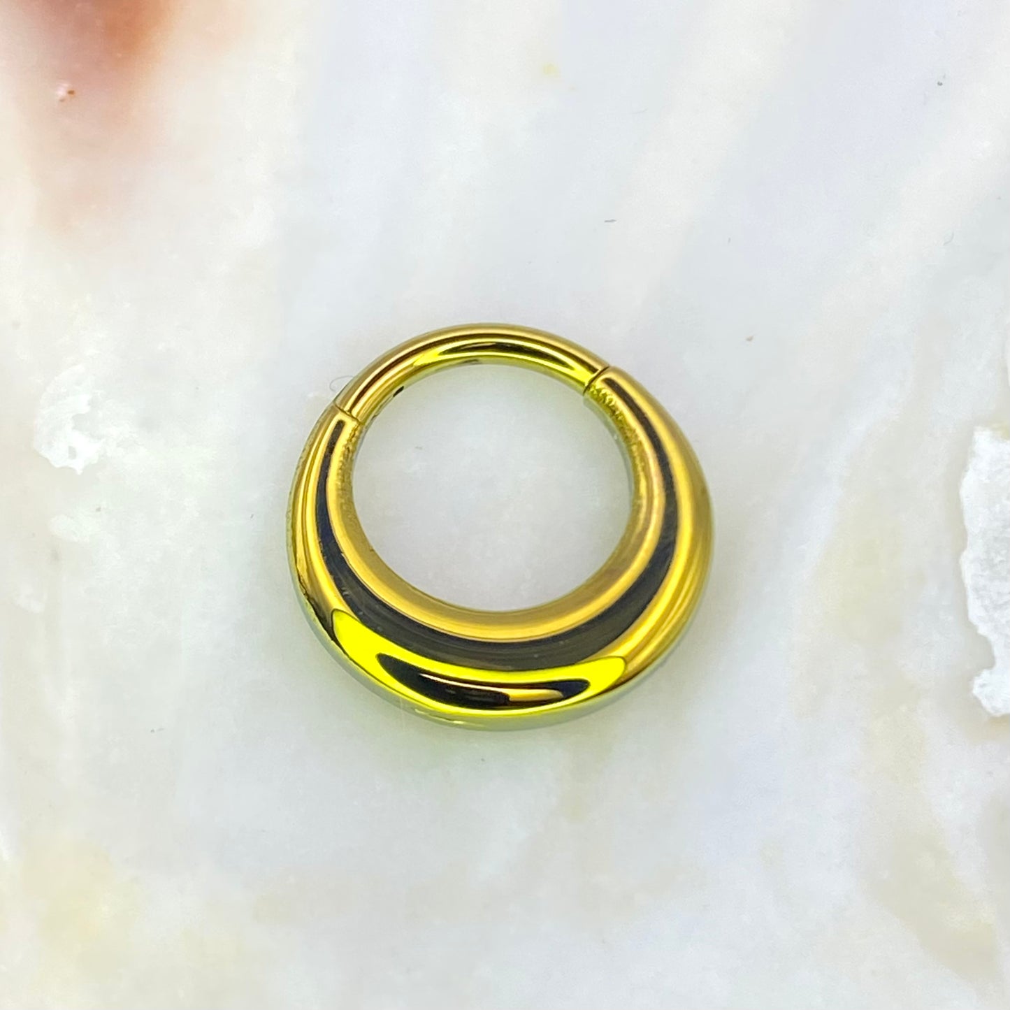 Statement Septum, Daith or Ear Piercing Jewellery - Chunky Moon Shape Implant Grade Titanium Clicker Hoop Anodized Gold, 1.2 x 8/10mm