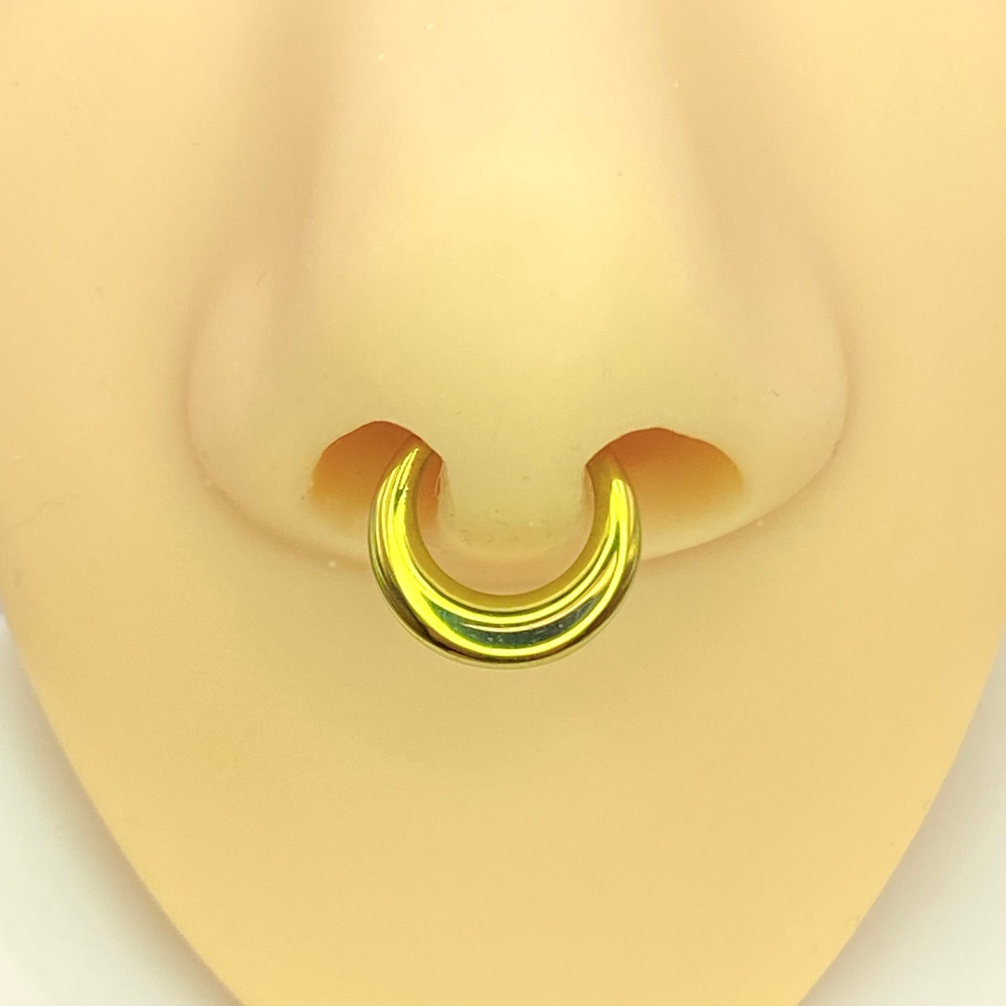 Statement Septum, Daith or Ear Piercing Jewellery - Chunky Moon Shape Implant Grade Titanium Clicker Hoop Anodized Gold, 1.2 x 8/10mm