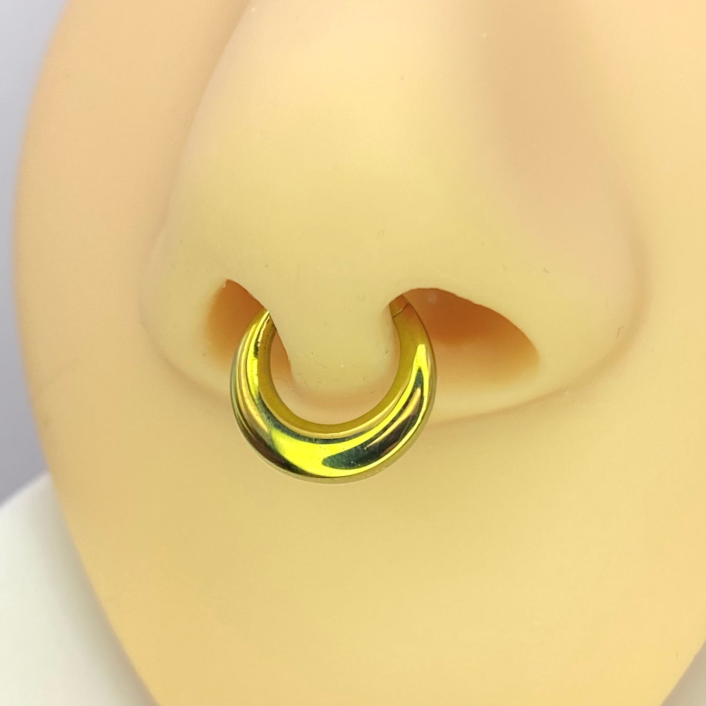 Statement Septum, Daith or Ear Piercing Jewellery - Chunky Moon Shape Implant Grade Titanium Clicker Hoop Anodized Gold, 1.2 x 8/10mm