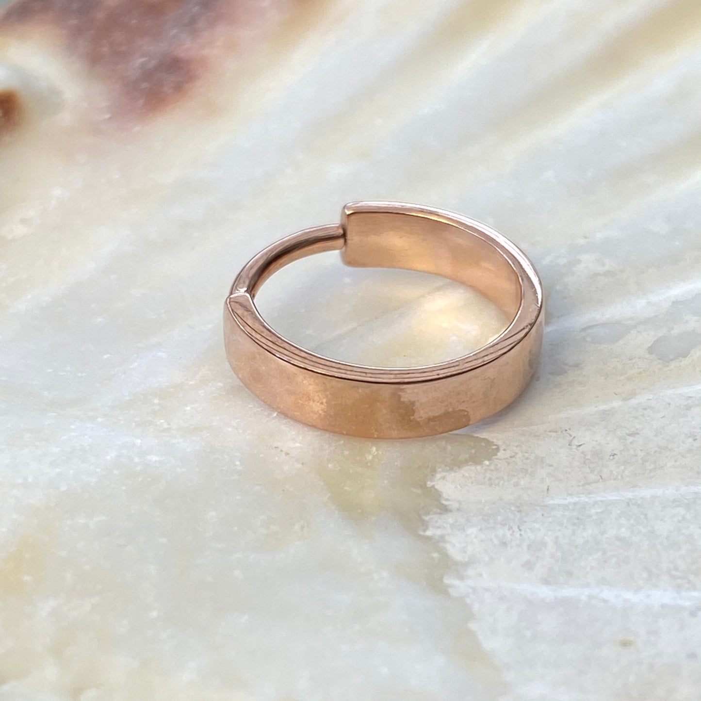 3mm Wide PVD Rose Gold Band Conch or Lobe Earring Surgical Steel Clicker Hoop