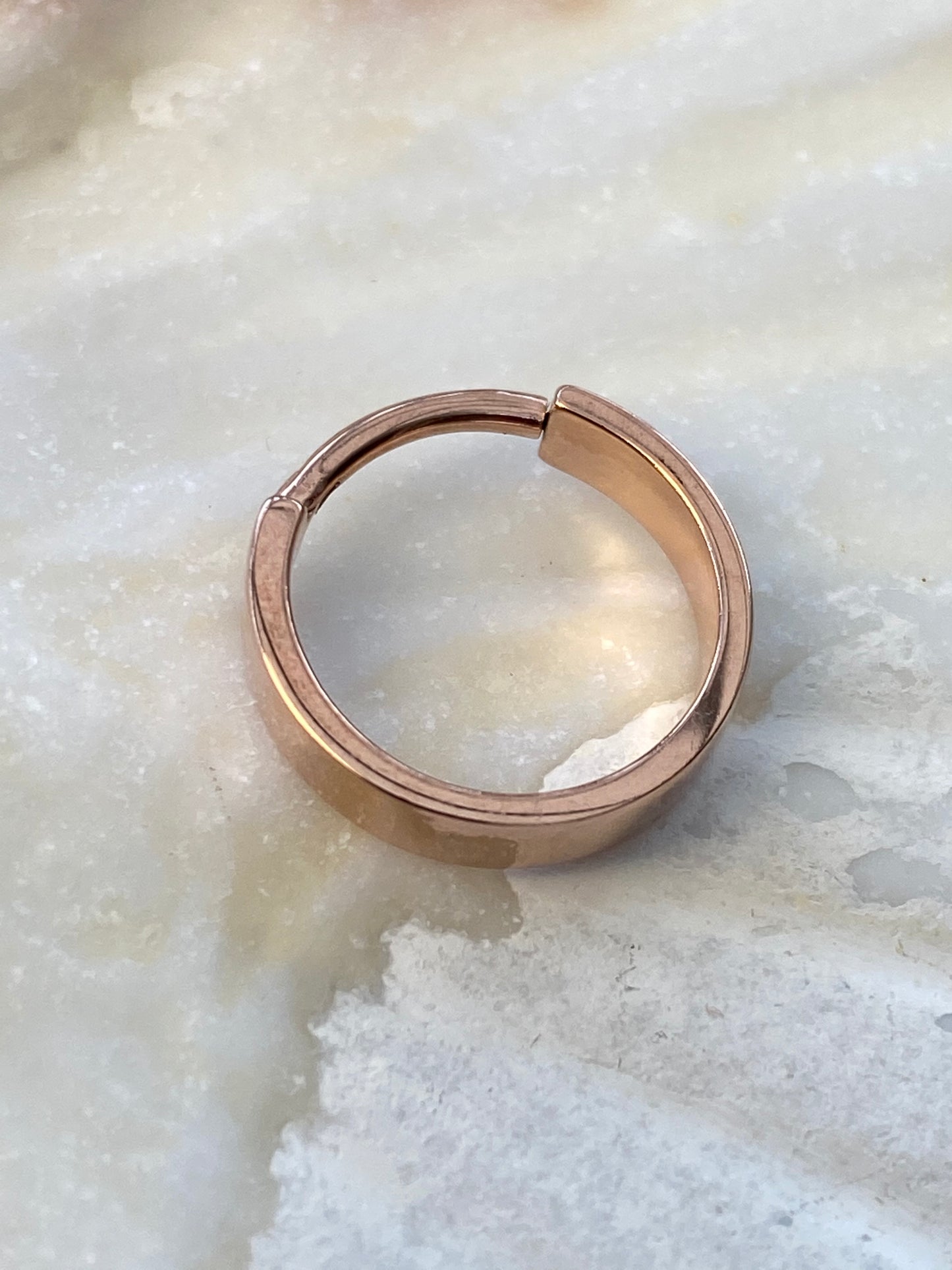 3mm Wide PVD Rose Gold Band Conch or Lobe Earring Surgical Steel Clicker Hoop